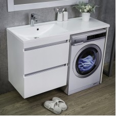 ТУМБА ПОД СТИРАЛЬНУЮ МАШИНУ С УМЫВАЛЬНИКОМ 125 СМ FANCY MARBLE JAMAICA, БЕЛЫЙ